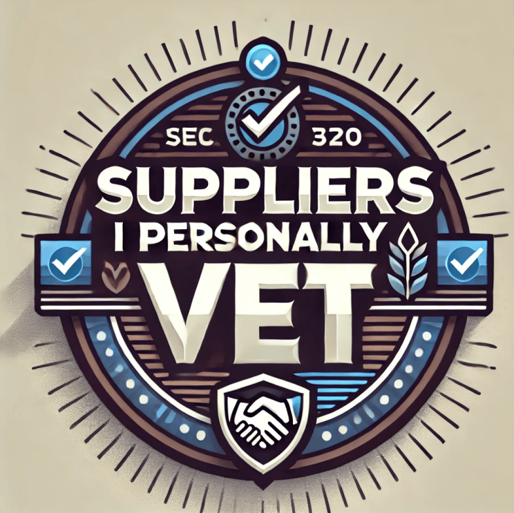 BPC157 Image 3 Suppliers I Personally Vet badge with check marks and handshake icon